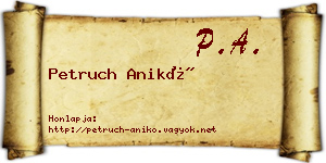 Petruch Anikó névjegykártya